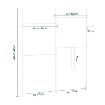 SoBuy | Teleskop Kleiderstange | Kleiderstangen System | Regalsystem | KLS03-II-W