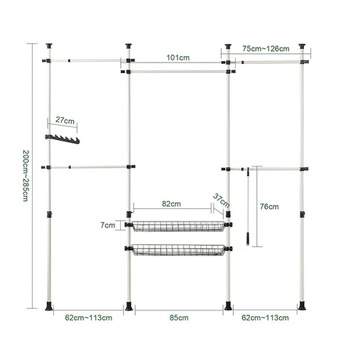 SoBuy | Teleskop Kleiderstange | Kleiderstangen System | Regalsystem | KLS04