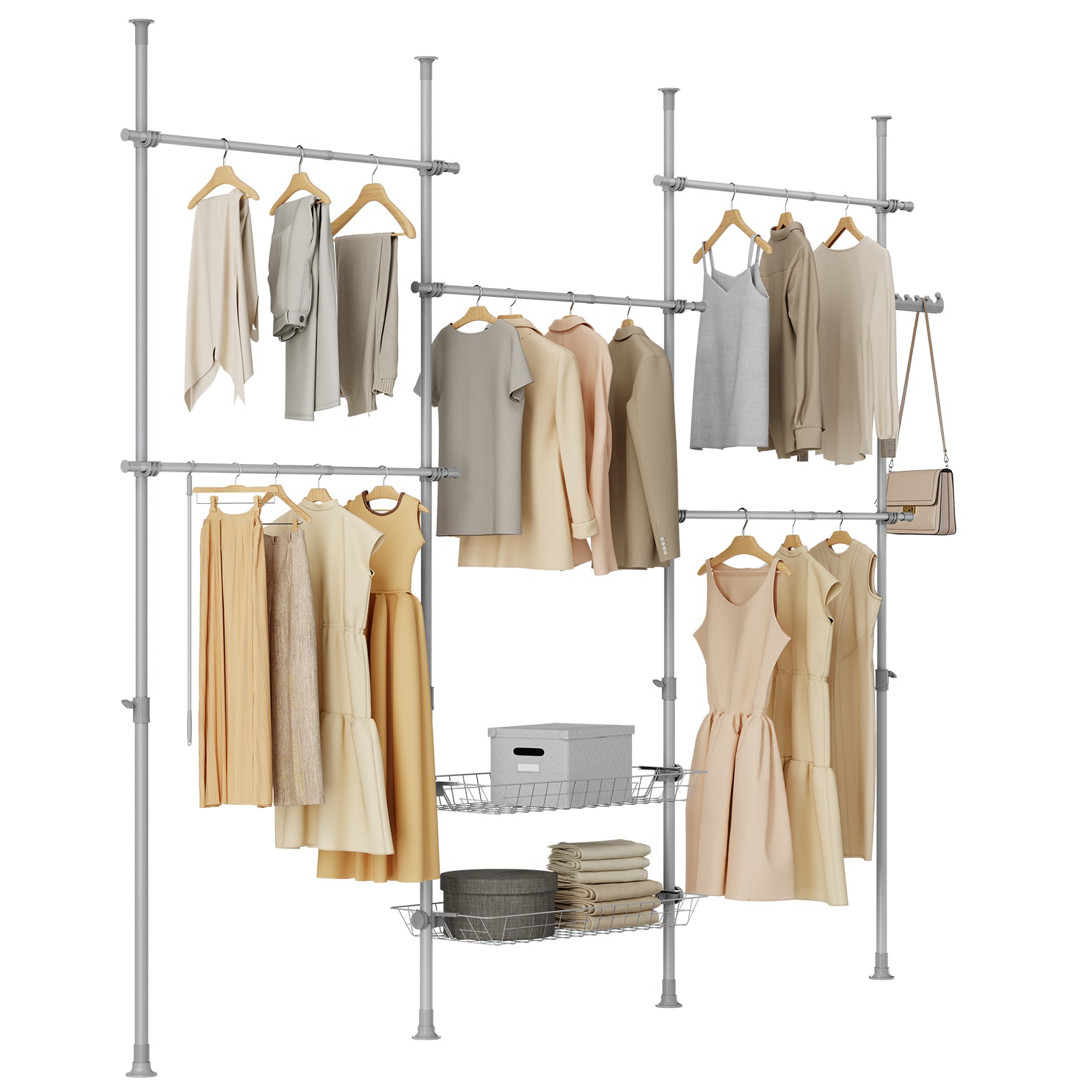 SoBuy | Teleskop Kleiderstange | Kleiderstangen System | Regalsystem | Hellgrau | KLS04-II-HG