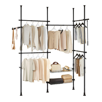 SoBuy Teleskop Kleiderstange Schwarz – Regalsystem bis 311 cm