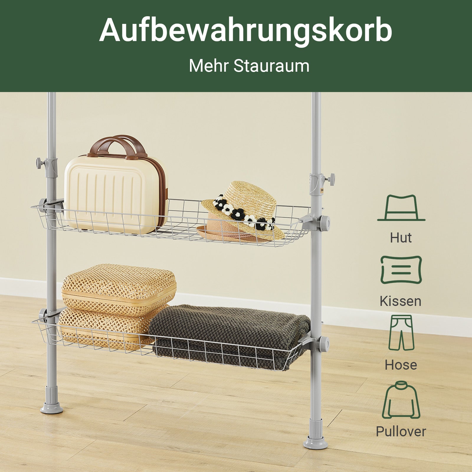 SoBuy | Teleskop Kleiderstange | Kleiderstangen System | Regalsystem | Hellgrau | KLS04-II-HG