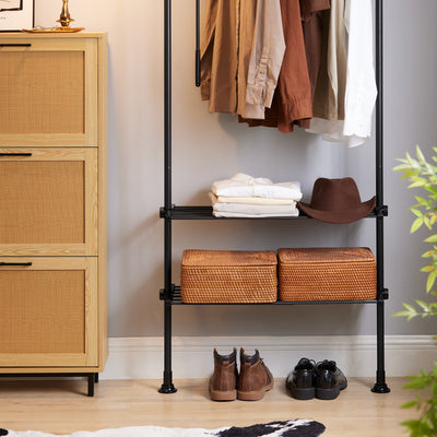 SoBuy | Teleskop Kleiderstange | Kleiderstangen System | Schwarz | KLS07-SCH