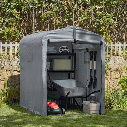 SoBuy | Foliengerätehaus | Gerätehaus | Gartenschuppen Garagenzelt Grau | KLS11-DG