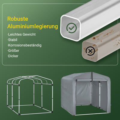 SoBuy | Foliengerätehaus | Fahrradgarage wetterfest Geräteschuppen | Grau 159x165x219cm KLS11-L-DG