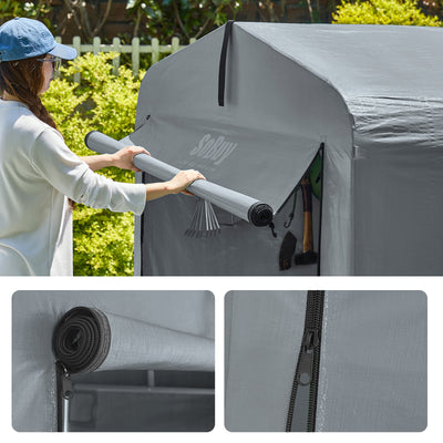 SoBuy | Foliengerätehaus | Fahrradgarage wetterfest Geräteschuppen | Grau 159x165x219cm KLS11-L-DG