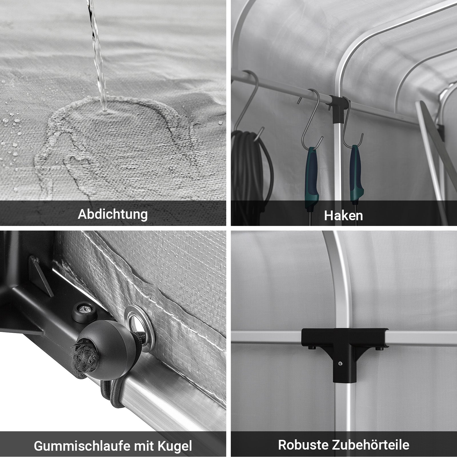 SoBuy | Foliengerätehaus | Gerätehaus | Gartenschuppen Garagenzelt Silber | KLS11