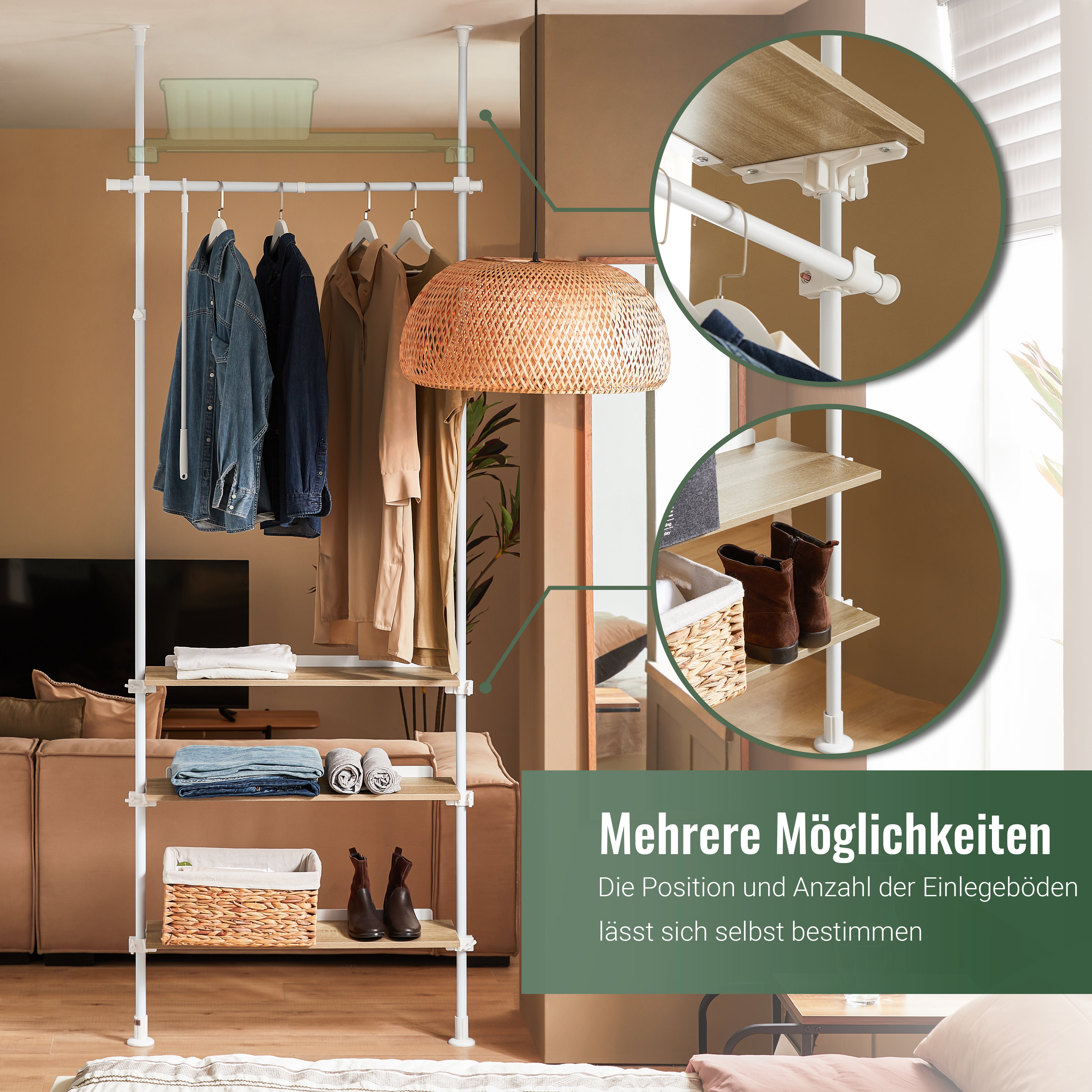 SoBuy | Teleskopstange Kleiderständer | Verstellbares Garderobenständer | KLS14-WN