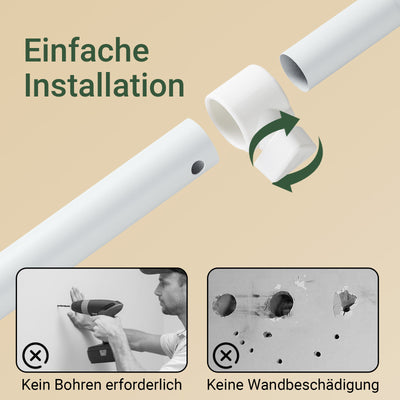SoBuy | Teleskop Kleiderstange | mit Ablagen & Garderobenstangen | Weiß Natur | KLS17-WN