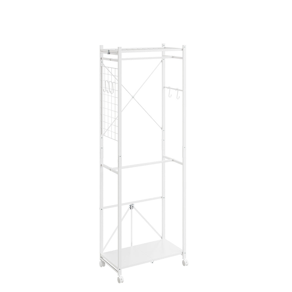 SoBuy | Kleiderständer | Kleiderständer auf Rollen weiß Metall stabil | White | KLS21-W