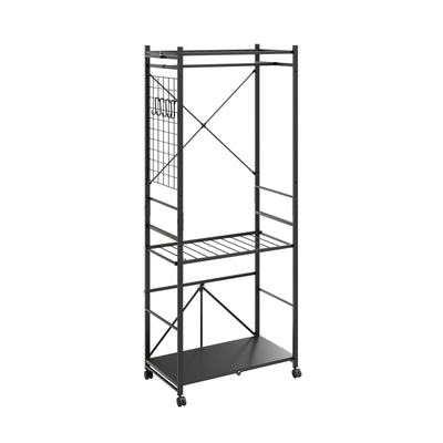SoBuy | Kleiderständer | Kleiderstange schwarz auf Rollen | Dark Gray | 70×38×175 cm | KLS22-SCH
