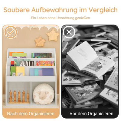 SoBuy | Kinderbücherregal | Zeitungsständer Kinderzimmer | Aufbewahrungsregal Weiß | KMB01-W