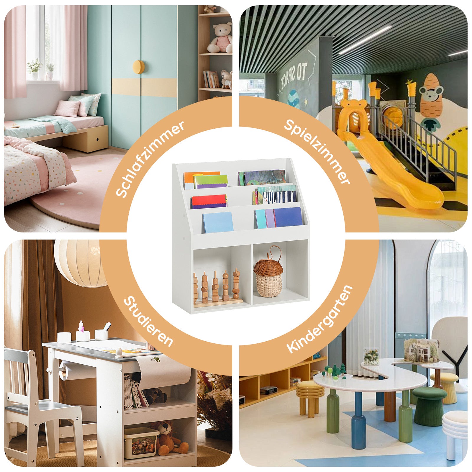 SoBuy | Kinderbücherregal | Zeitungsständer Kinderzimmer | Aufbewahrungsregal Weiß | KMB01-W