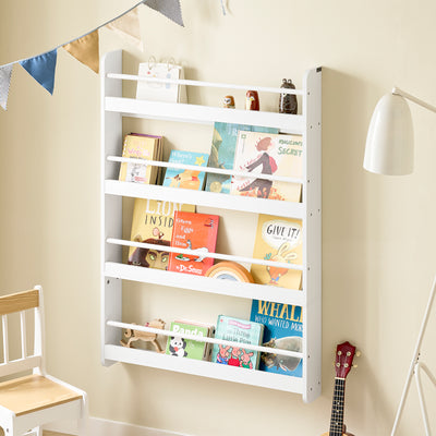 SoBuy | Kinder Bücherregal | Wandregal für Kinder | mit 4 Ablagen | KMB08-II-W