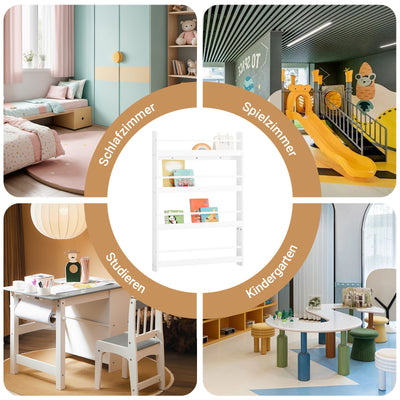 SoBuy | Kinder Bücherregal | Wandregal für Kinder | mit 4 Ablagen | KMB08-II-W