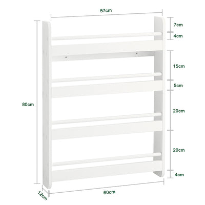 SoBuy | Kinder Bücherregal | Wandregal für Kinder | mit 4 Ablagen | KMB08-K-W