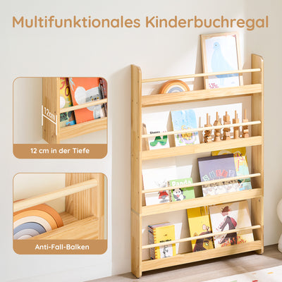 SoBuy | Bücherregal Kinder | Wandregal Kinderzimmer | mit 4 Ablagen | KMB08-N