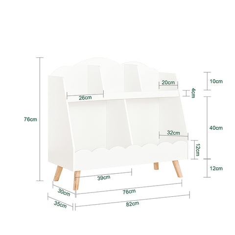 SoBuy | Kinderbücherregal | Aufbewahrungsregal | Montessori Regal | Weiß | KMB100-W