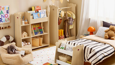 SoBuy | Kinderkleiderständer | Kleiderschrank Kinder | Kinderzimmer | Natur | KMB102-N