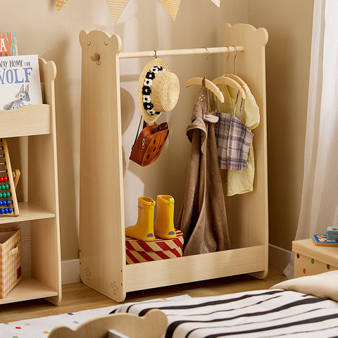 SoBuy | Kinderkleiderständer | Kleiderschrank Kinder | Kinderzimmer | Natur | KMB102-N