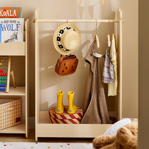 SoBuy | Kinderkleiderständer | Kleiderschrank Kinder | Kinderzimmer | Natur | KMB102-N