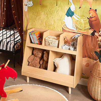 SoBuy | Kinderregal mit 5 Fächern | Aufbewahrungsregal | Bücherregal | Natur | KMB111-N