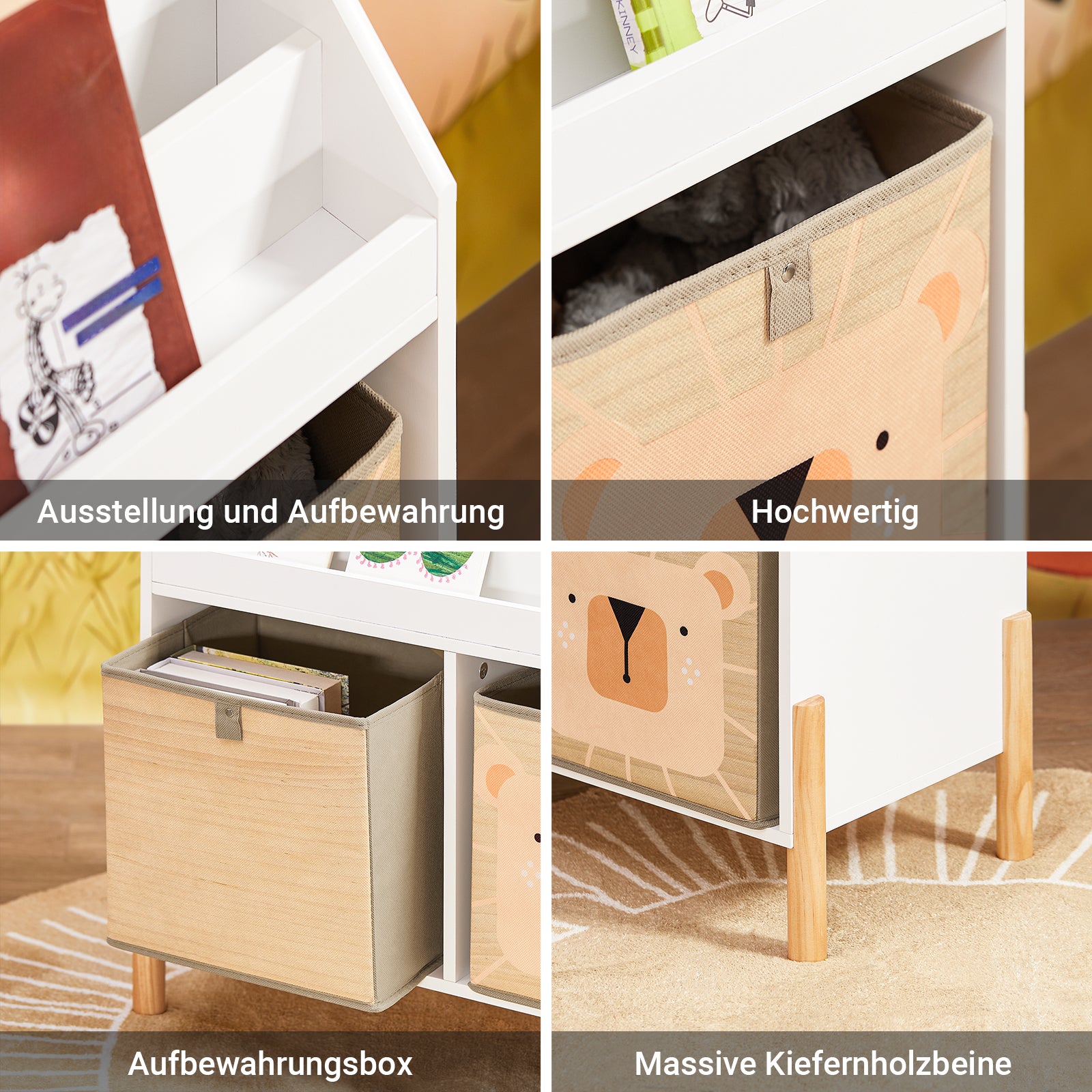 SoBuy | Kinderregal | Bücherregal | Aufbewahrungsregal für Kinder | Standregal Weiß | KMB115-W