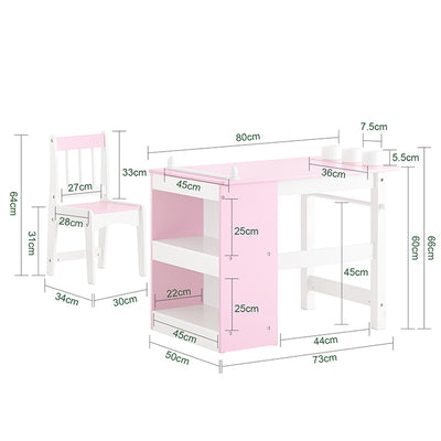 SoBuy | Kindertisch und Stuhl | Set mit Aufklebern DIY Kinder Maltisch | Rosa-Weiß | KMB116-P