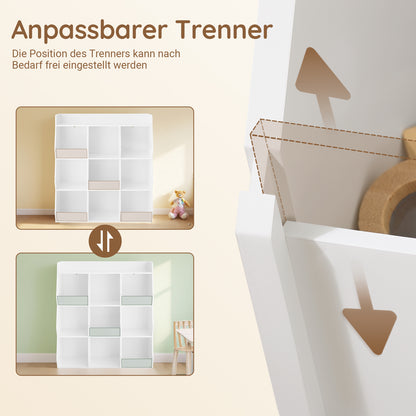SoBuy | Kinder Bücherregal für Kinder | mit 9 offenen Fächern | Weiß | 95x105x34cm | KMB120-W