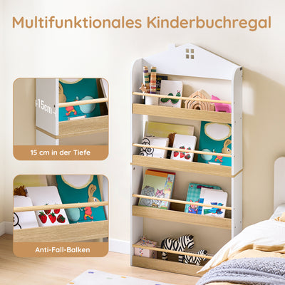 SoBuy | Bücherregal Kinder | Kinderregal | mit 4 Ablagen | KMB121-WN