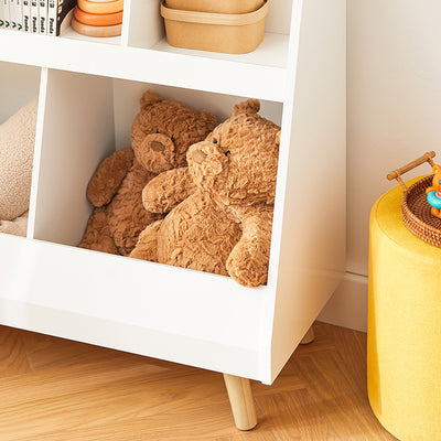 SoBuy | Kinderbücherregal | Spielzeugtruhe | Aufbewahrungsregal Kinderzimmer | Weiß | KMB19-W