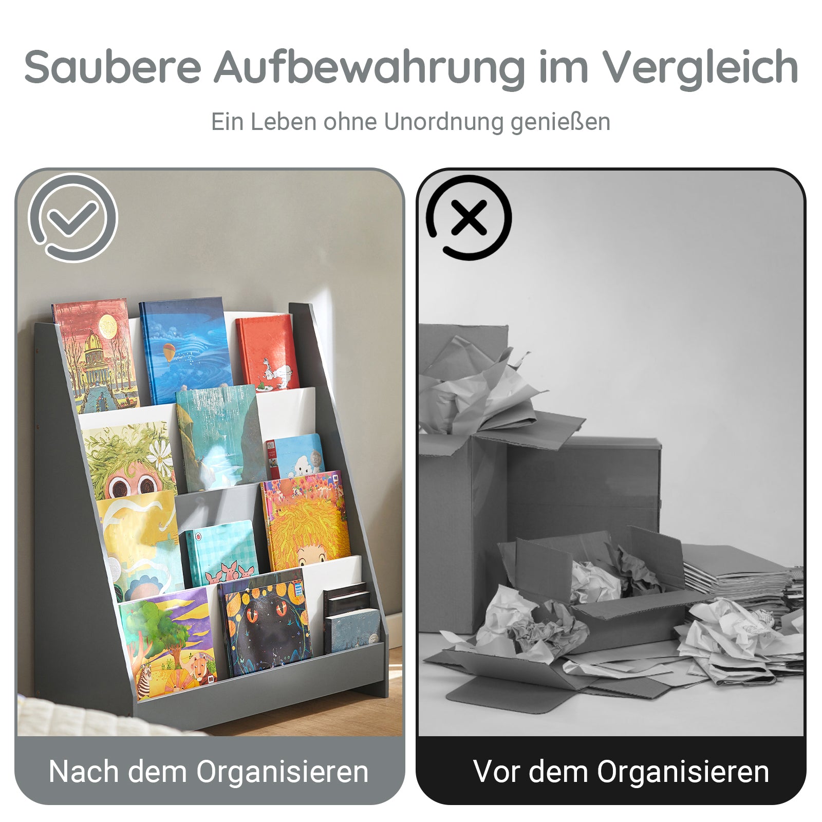 SoBuy | Kinderbücherregal | Zeitungsständer | Aufbewahrungsregal für Kinder | KMB32-HG