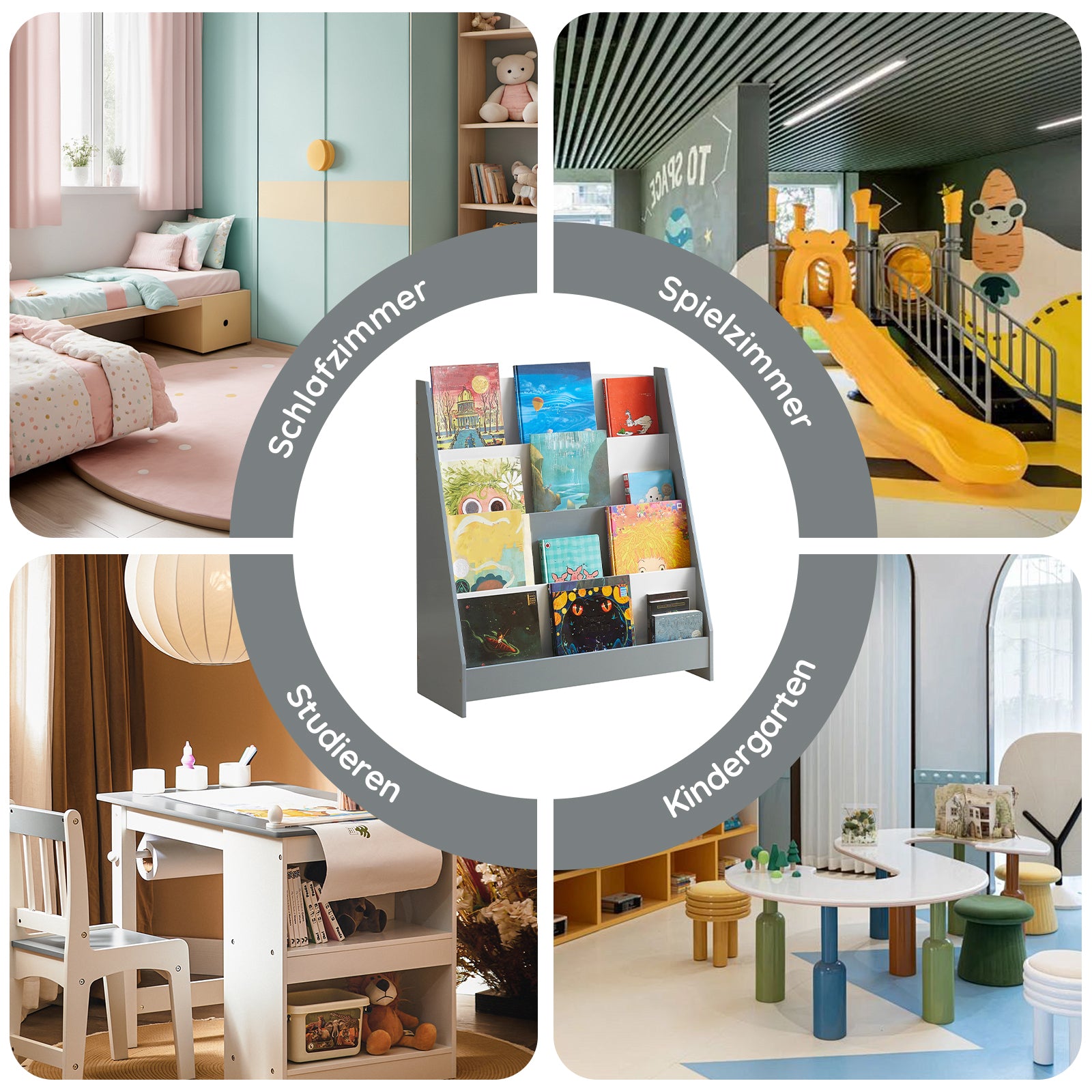 SoBuy | Kinderbücherregal | Zeitungsständer | Aufbewahrungsregal für Kinder | KMB32-HG