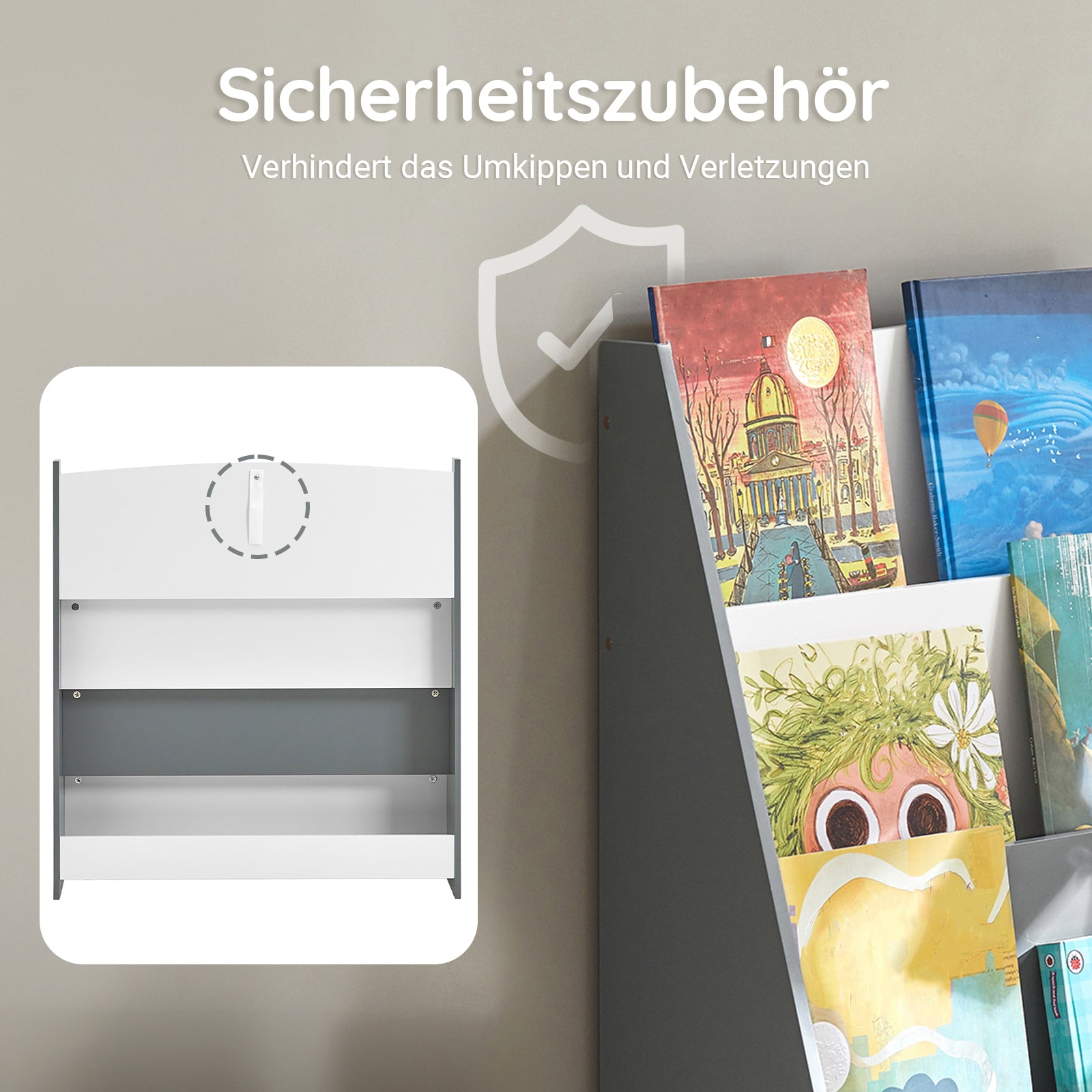 SoBuy | Kinderbücherregal | Zeitungsständer | Aufbewahrungsregal für Kinder | KMB32-HG