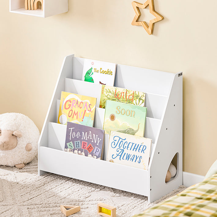 SoBuy | Kinderbücherregal Büchergestell für Kinder | Weiß | 70x60x30cm | KMB32-K-W