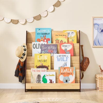 SoBuy | Kinderbücherregal | Zeitungsständer | Aufbewahrungsregal für Kinder | Natur | KMB32-N