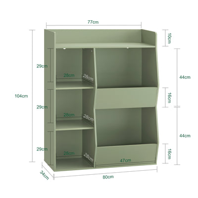 SoBuy | Kinder Bücherregal | Montessori Regal | Kinderzimmer mit 5 Offenes Fach | Grün | KMB55-K-GR