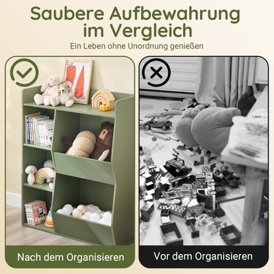 SoBuy | Kinder Bücherregal | Montessori Regal | Kinderzimmer mit 5 Offenes Fach | Grün | KMB55-K-GR