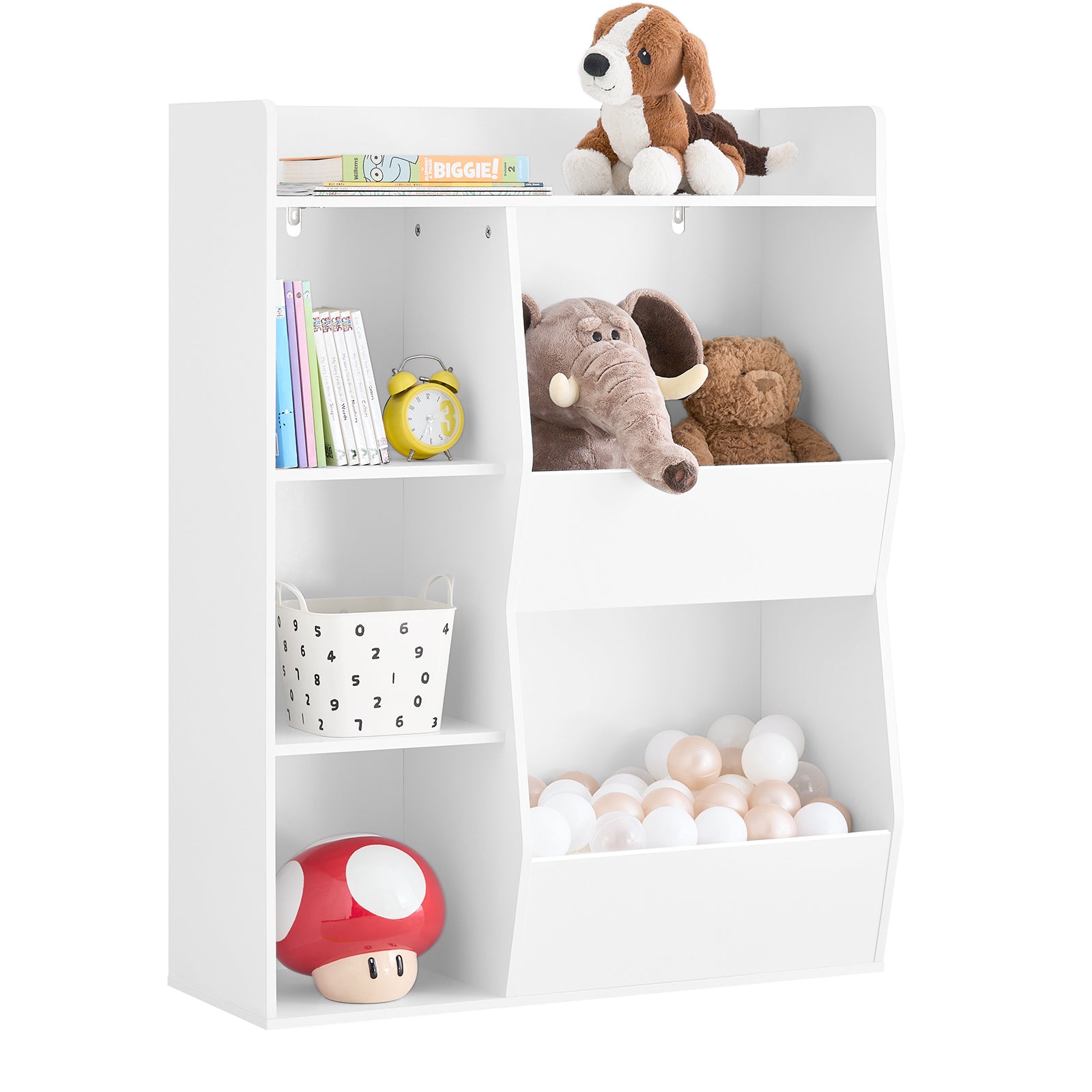 Vorverkauf | SoBuy | Kinder Bücherregal | Montessori Regal | Kinderzimmer mit 5 Offenes Fach | Weiß | KMB55-K-W