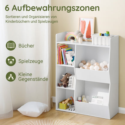 Vorverkauf | SoBuy | Kinder Bücherregal | Montessori Regal | Kinderzimmer mit 5 Offenes Fach | Weiß | KMB55-K-W