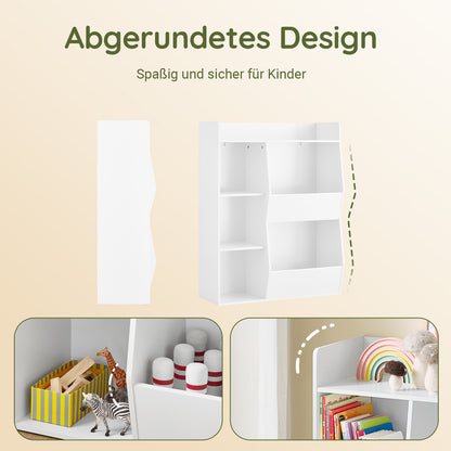 Vorverkauf | SoBuy | Kinder Bücherregal | Montessori Regal | Kinderzimmer mit 5 Offenes Fach | Weiß | KMB55-K-W
