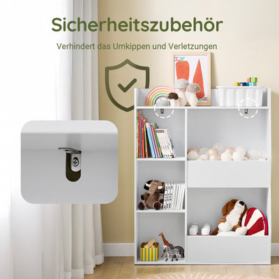 SoBuy | Kinder Bücherregal | Montessori Regal | Kinderzimmer mit 5 Offenes Fach | Weiß | KMB55-K-W