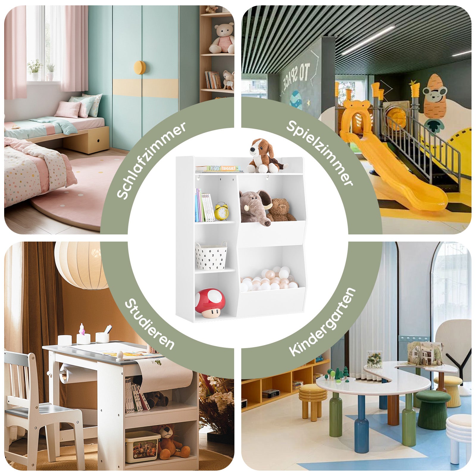 Vorverkauf | SoBuy | Kinder Bücherregal | Montessori Regal | Kinderzimmer mit 5 Offenes Fach | Weiß | KMB55-K-W