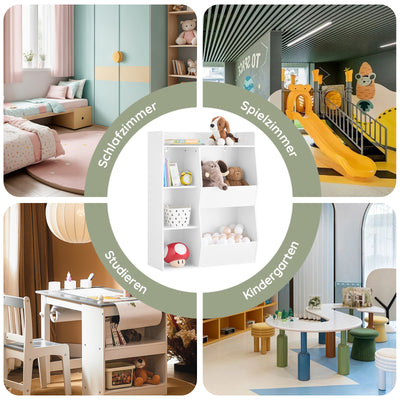 SoBuy | Kinder Bücherregal | Montessori Regal | Kinderzimmer mit 5 Offenes Fach | Weiß | KMB55-K-W