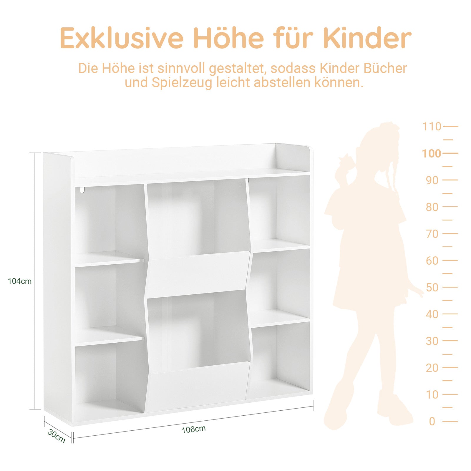 SoBuy | Kinderbücherregal | Spielzeugtruhe | Aufbewahrungsregal für Kinder | Weiß | KMB55-W