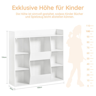 SoBuy | Kinderbücherregal | Spielzeugtruhe | Aufbewahrungsregal für Kinder | Weiß | KMB55-W