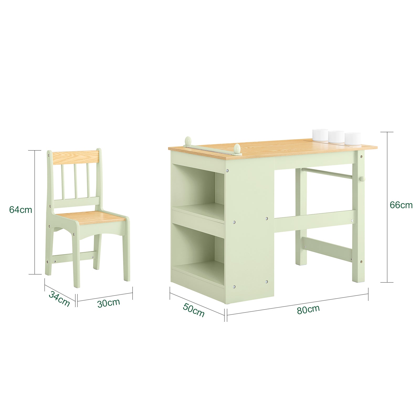 Vorverkauf | SoBuy | Kindertisch mit 1 Stuhl | Kindersitzgruppe | mit 1 Papierrollenhalter | Maltisch für Kinder | Grün | KMB60-GR