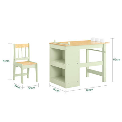 Vorverkauf | SoBuy | Kindertisch mit 1 Stuhl | Kindersitzgruppe | mit 1 Papierrollenhalter | Maltisch für Kinder | Grün | KMB60-GR