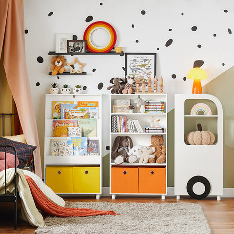 SoBuy | Kinderregal mit Boxen | Bücherregal | Spielzeugregal | Weiß | KMB69-W