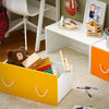SoBuy | Spielzeugtruhe | Spielzeugkiste mit Deckel | Aufbewahrungsbox für Kinder | Gelb Weiß | KMB73-W