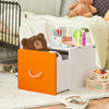 SoBuy | Spielzeugtruhe | Spielzeugkiste mit Deckel | Aufbewahrungsbox für Kinder | Orange Weiß | KMB74-W